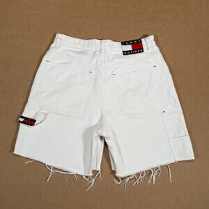 Vintage 90s Tommy Hilfiger Carpenter Cutt Off Shorts White Flag Patch Y2K 10